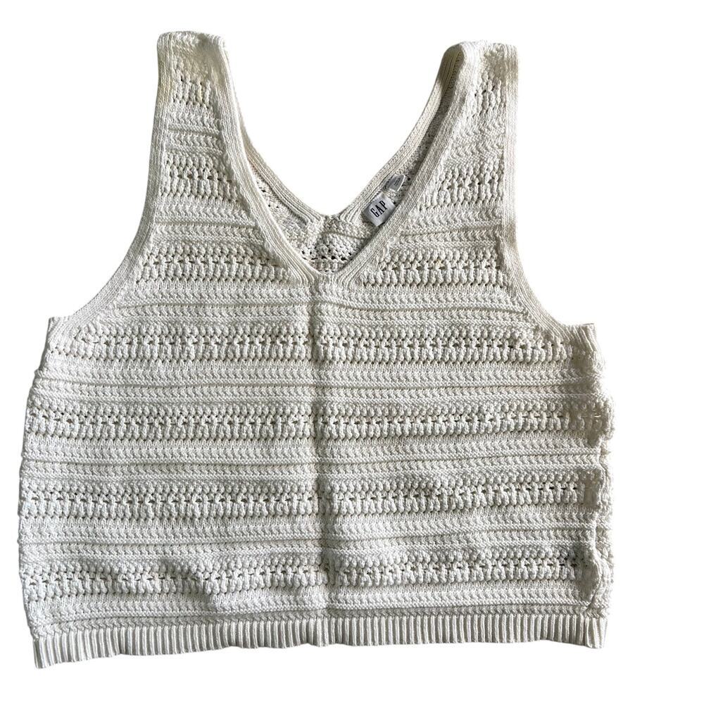 GAP Womens Size L Crochet V-Neck Sweater Tank Top